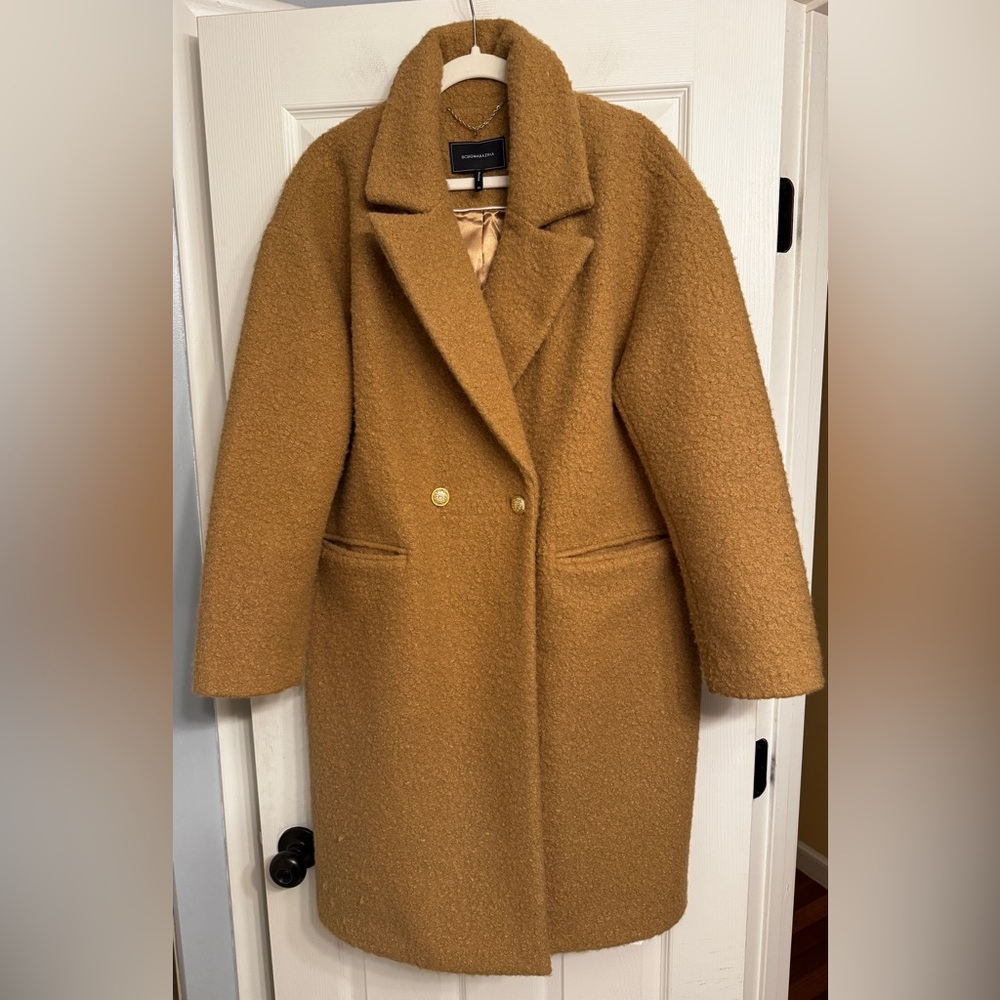 BCBGMaxAzria Long Camel Teddy Coat